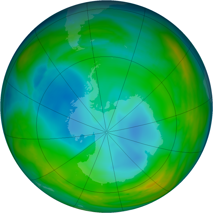 Antarctic ozone map for 28 June 2005